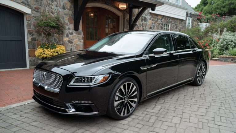 Elegant black limo parked and ready for wedding guests in a scenic outdoor setting in Connecticut
